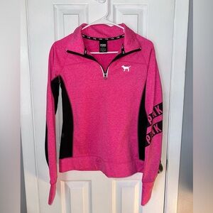PINK quarter zip athletic pullover with thumb holes